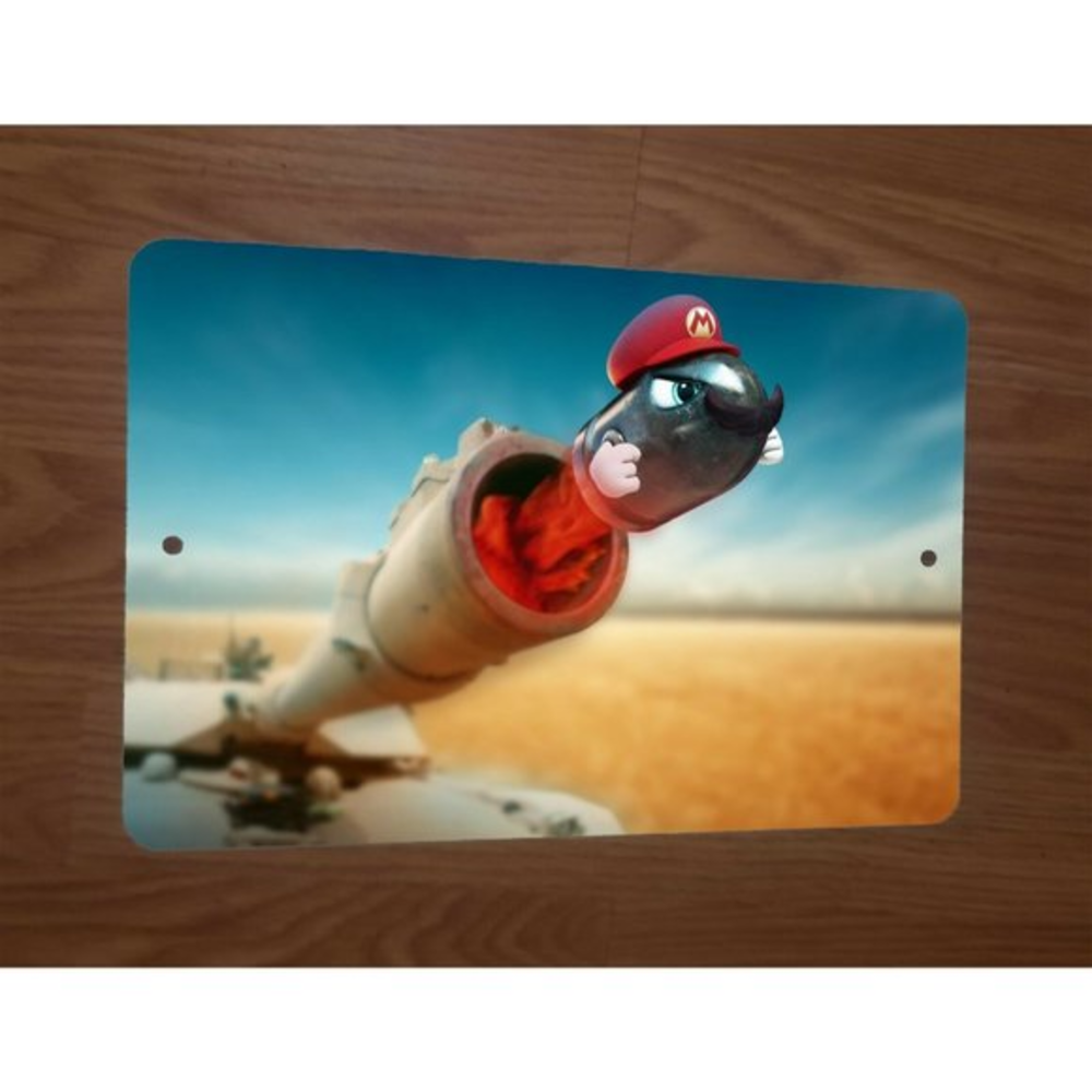 Bullet Bill Mario Being Shot Out of Tank 8x12 Metal Wall‎ Video Game Arcade Sign